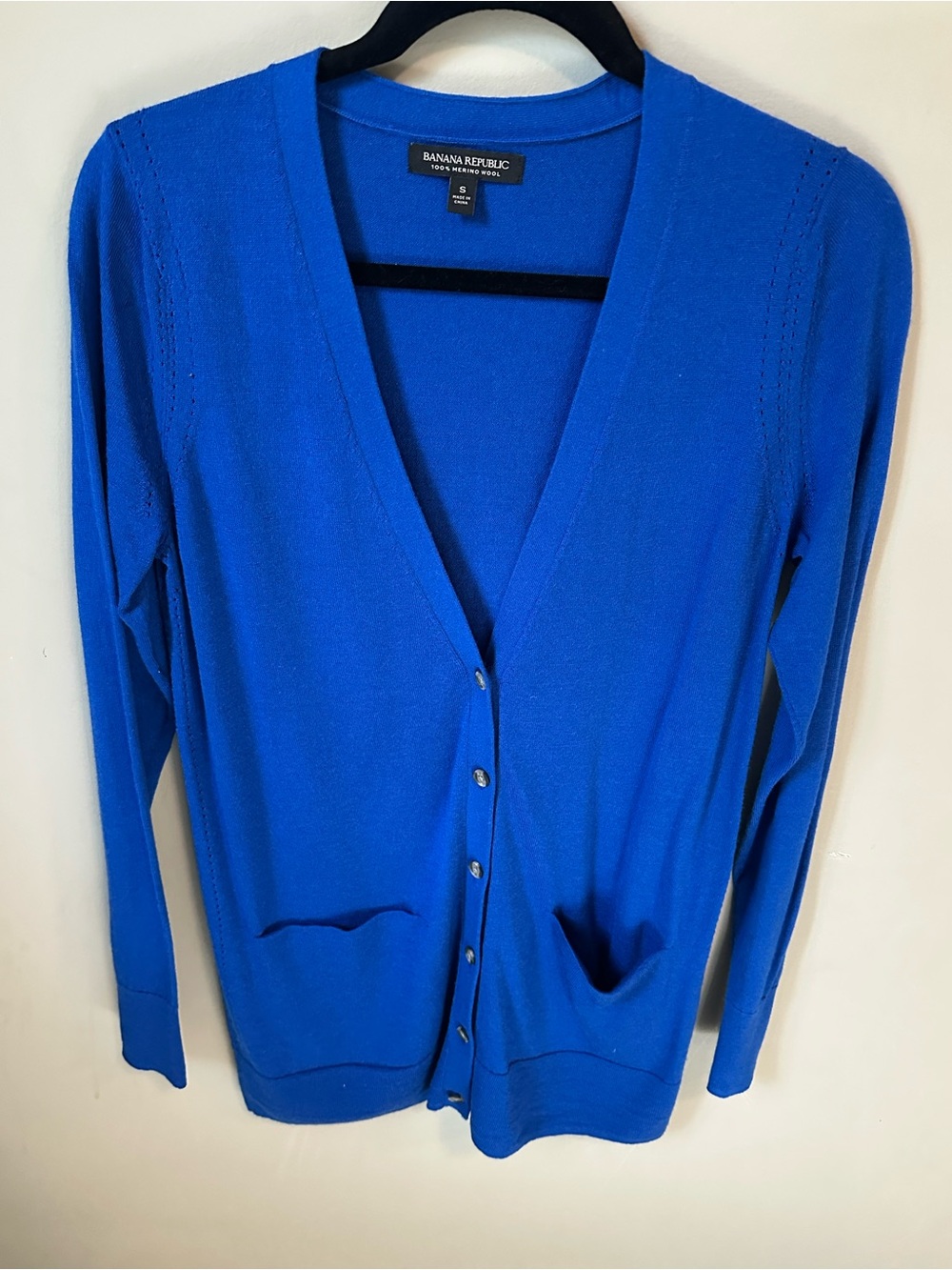 Banana Republic Women's Royal Blue V-Neck Button Cardigan